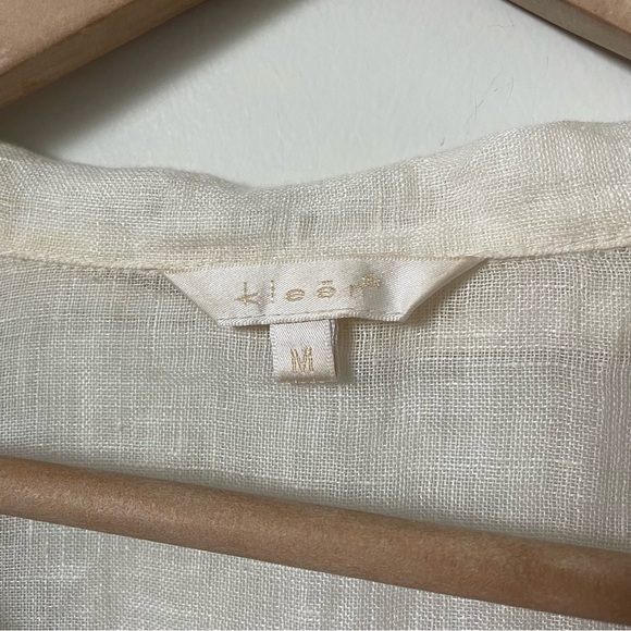 Kleen 100% Linen Button Down Tunic Long Sleeve Top Cream Lagenlook Size Medium - Picture 3 of 9